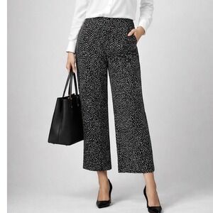 Stile Benetton Women Black White Ditsy Print Wide Leg Cropped Pants 12 74-21